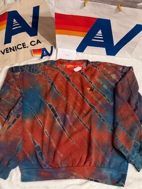 New with tag AVIATOR NATION HAND DYED Relax CREW Small + Tote Nag